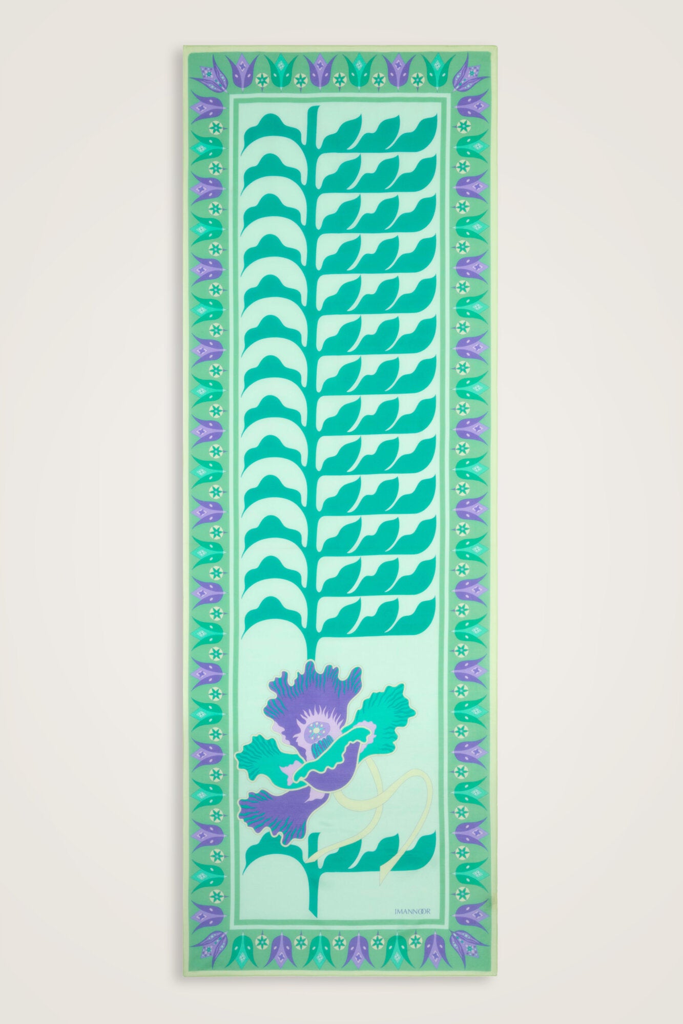 Kufi Turkuaz Floş Pamuk Şal 70x210