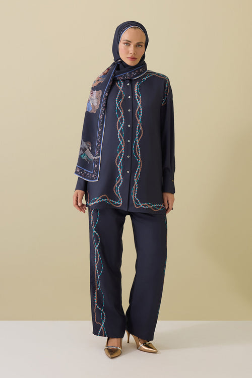 Bird With Noor Anthracite Silk Trousers