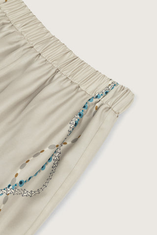 Kuşlu Noor Bej İpek Pantolon