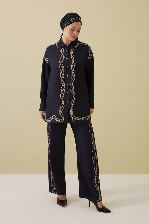 Bird With Noor Black Silk Trousers