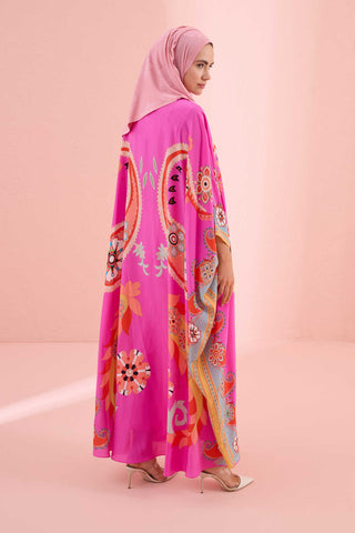 Lahor Fuşya İpek Kaftan
