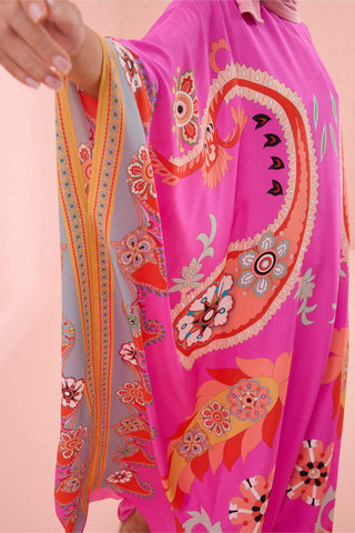 Lahor Fuşya İpek Kaftan