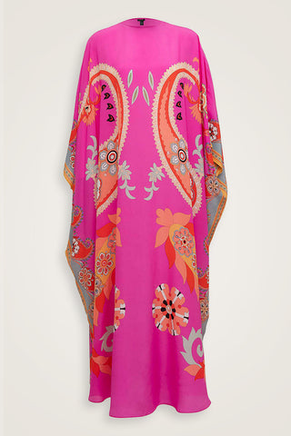 Lahor Fuşya İpek Kaftan