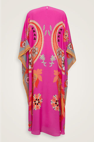 Lahor Fuşya İpek Kaftan