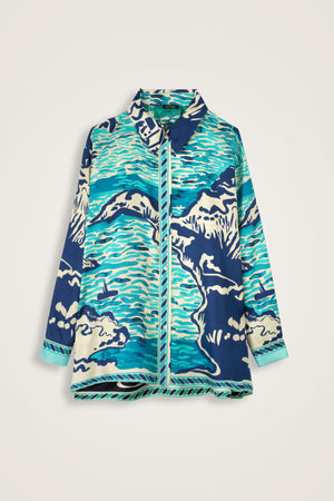 Lakeside Nile Green-Turquoise Twill Silk Shirt