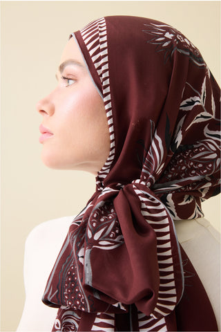 Lale Devri Bordo Krep İpek Şal 70x210