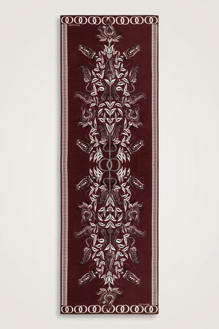 Lale Devri Bordo Krep İpek Şal 70x210