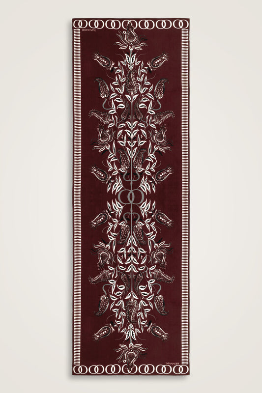 Lale Devri Bordo Krep İpek Şal 70x210