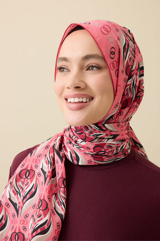 Lale Pembe Pamuk İpek Şal 70x210