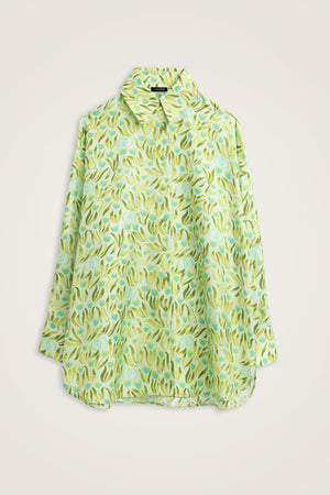 Tulip Field Nile Green Crepe Silk Shirt