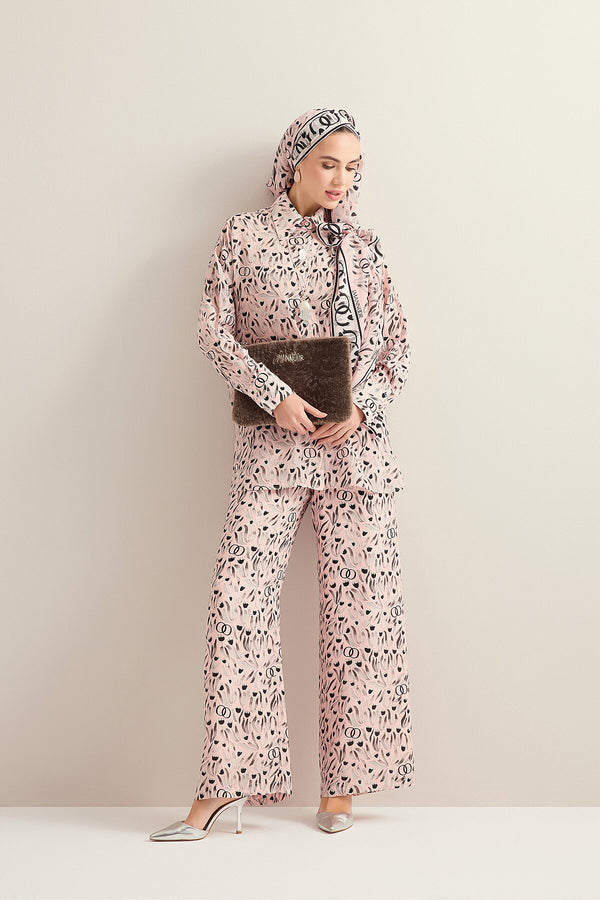 Tulip Field Powder Pink Crepe Silk Trousers