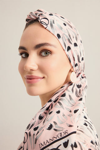 Lale Tarlası Pudra Krep İpek Şal 70x210