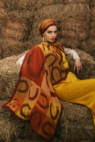 Luna Bej-Taba Krep İpek Şal 70x210