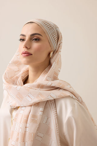 Marka İ Bej Pamuk Floş Şal 70x210