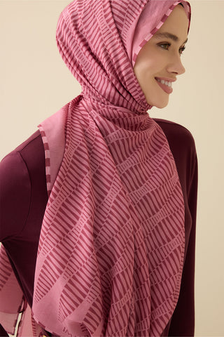 Mekik Pembe Pamuk Floş Şal 70x210