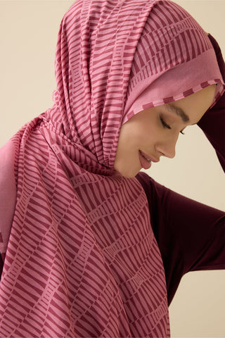 Mekik Pembe Pamuk Floş Şal 70x210