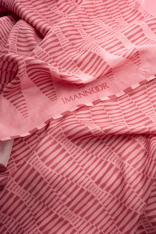 Mekik Pembe Pamuk Floş Şal 70x210