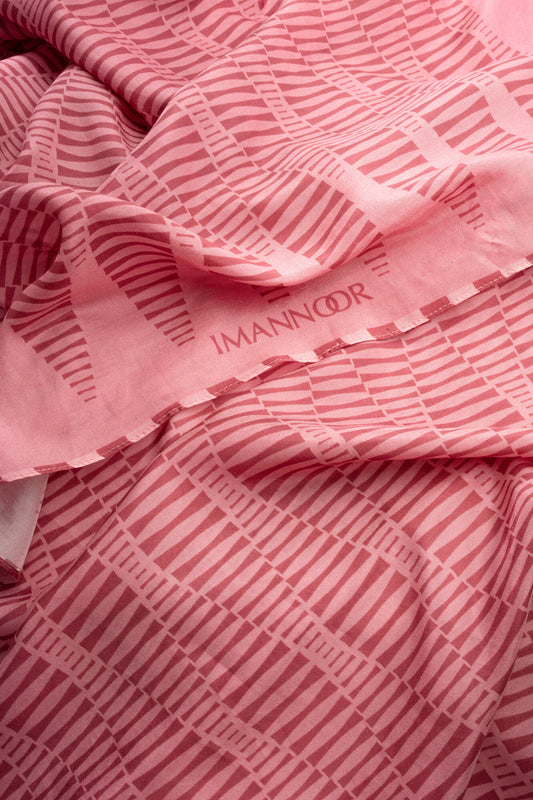 Mekik Pembe Pamuk Floş Şal 70x210