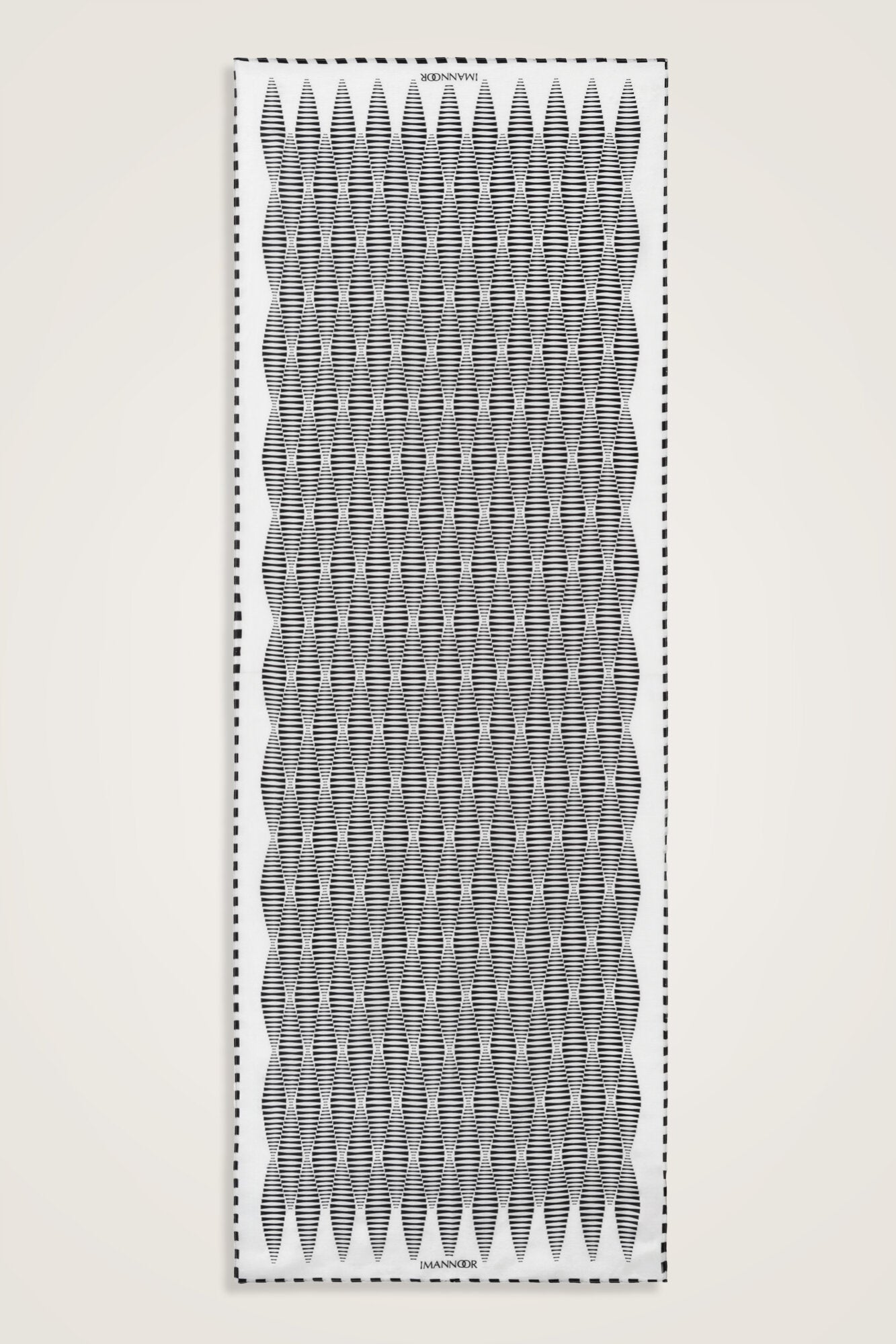 Mekik Siyah-Beyaz Pamuk Floş Şal 70x210