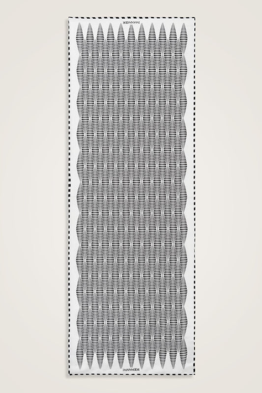 Mekik Siyah-Beyaz Pamuk Floş Şal 70x210