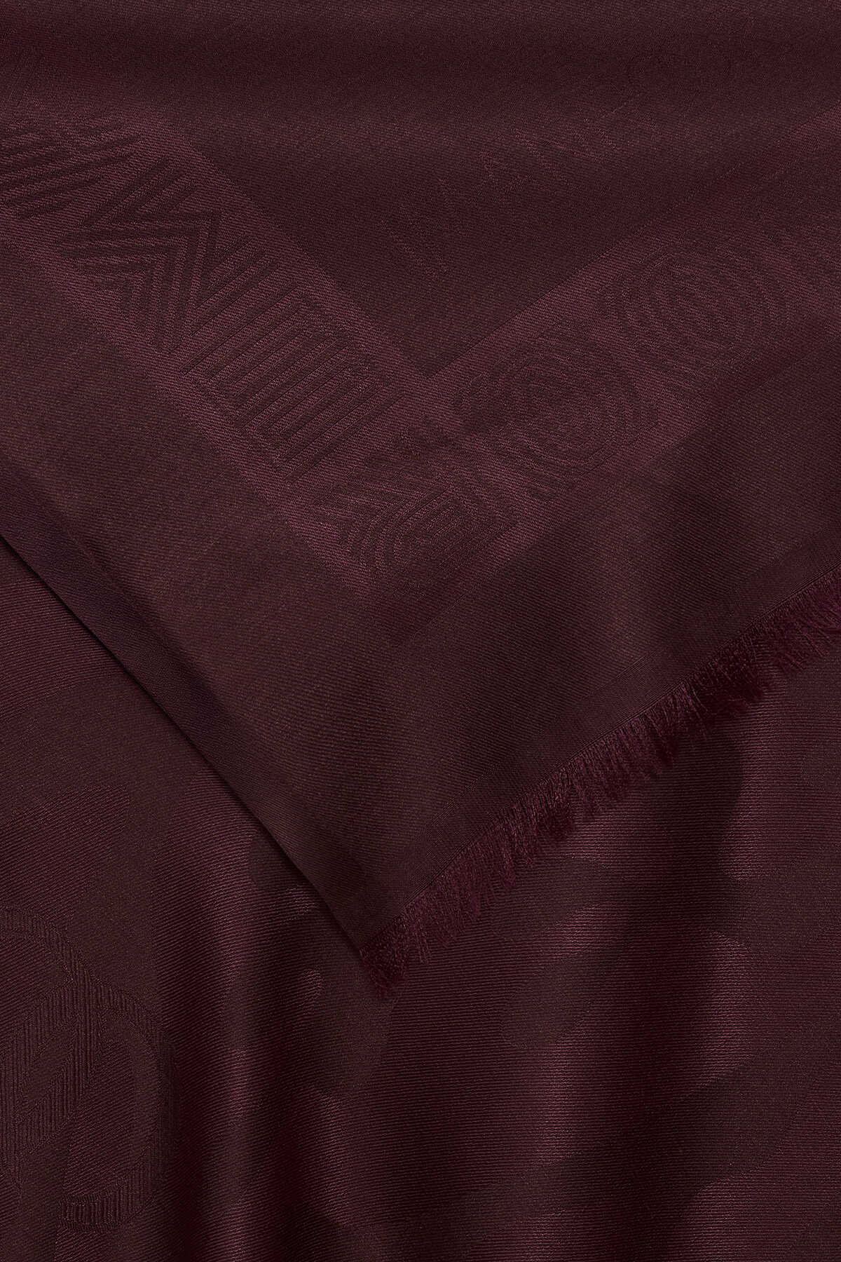 Mercan Bordo Jakarlı İpek Şal 70x200
