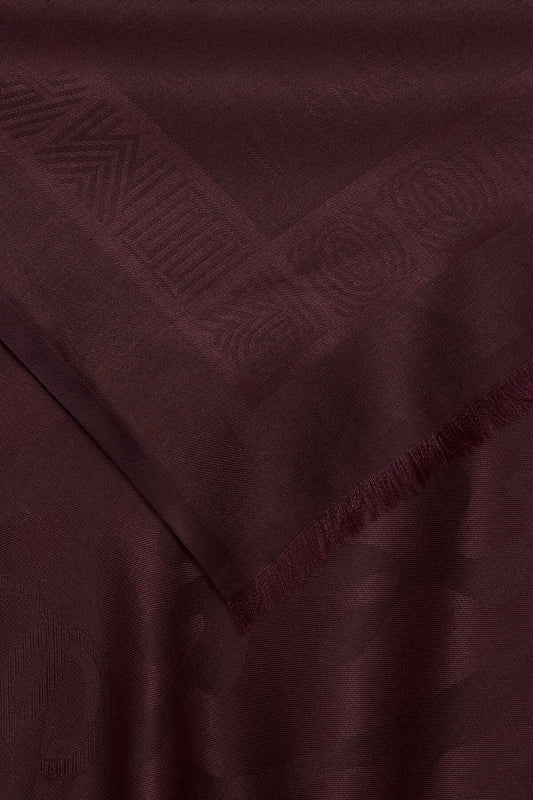 Mercan Bordo Jakarlı İpek Şal 70x200