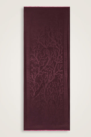 Mercan Bordo Jakarlı İpek Şal 70x200