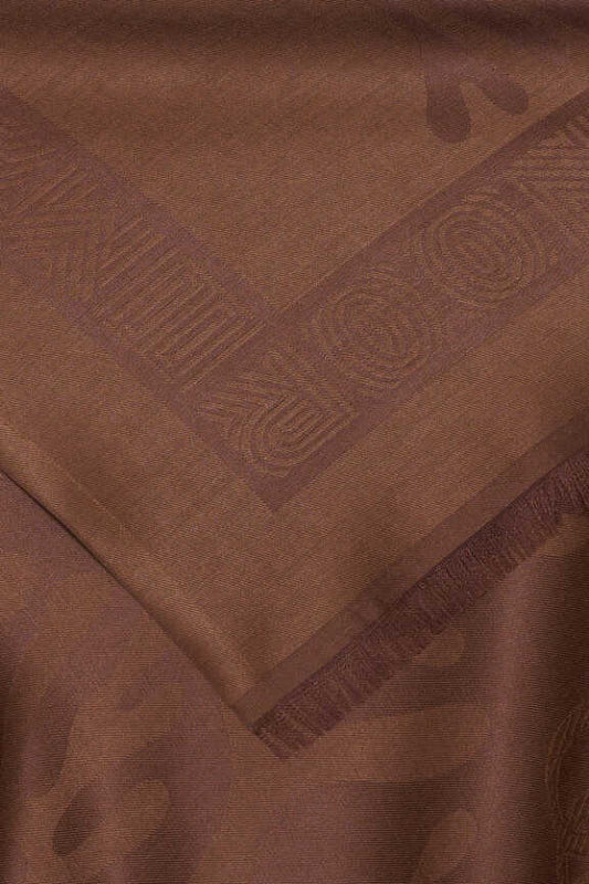 Mercan Kahverengi Jakarlı İpek Şal 70x200
