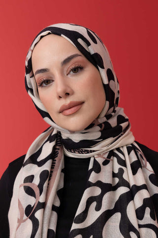 Mercan Krem Yün İpek Şal 100x200