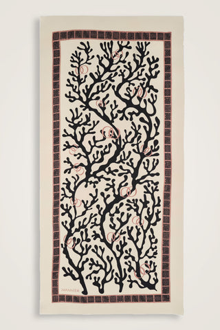 Mercan Krem Yün İpek Şal 100x200