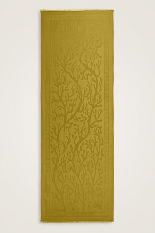 Mercan Zeytin Yeşili Jakarlı İpek Şal 70x200