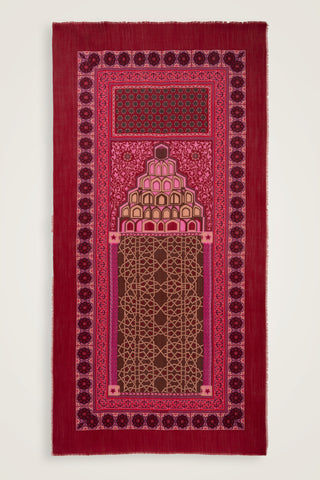 Mihrab Bordo Yün İpek Şal 100x200