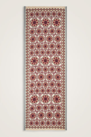 Mihrab Motif Bej-Bordo Yün Şal 70x200