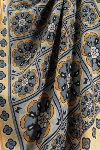 Mihrab Motif Sarı-Gri Yün Şal 70x200