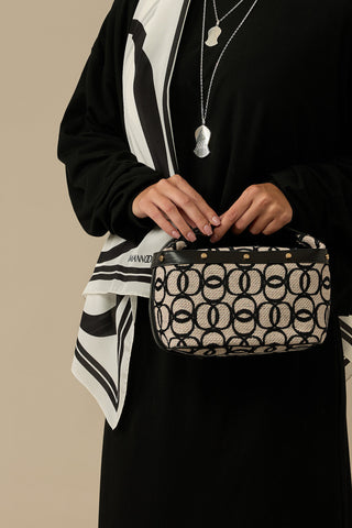 Monogram Dokuma Bej Kutu Çanta