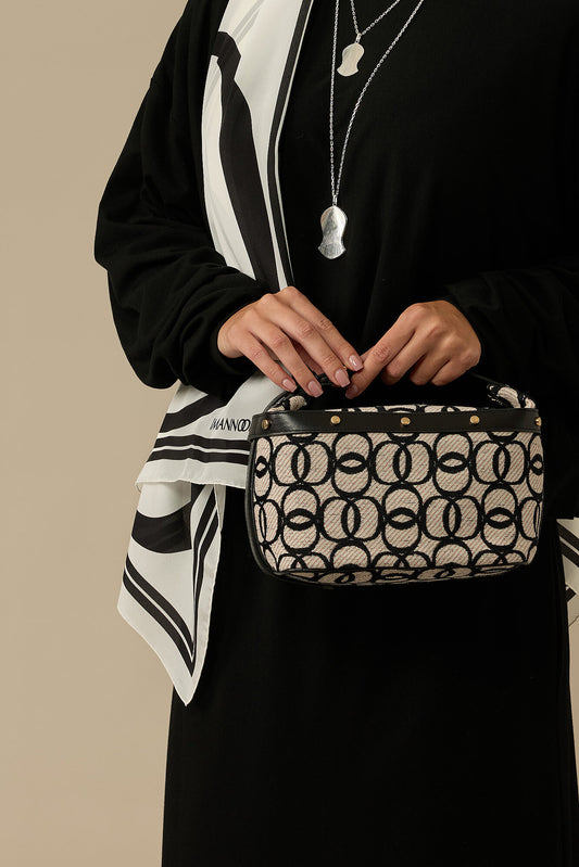 Monogram Dokuma Bej Kutu Çanta