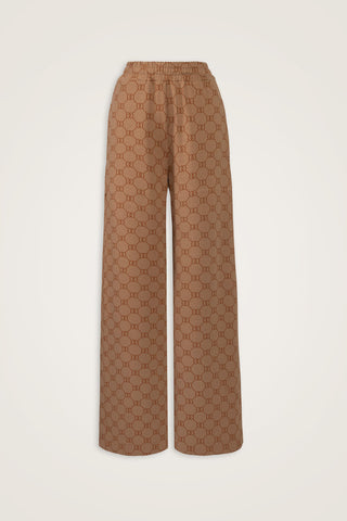 Monogram Jakar Açık Kahve Örme Pantolon