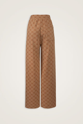 Monogram Jakar Açık Kahve Örme Pantolon