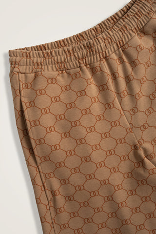 Monogram Jakar Açık Kahve Örme Pantolon