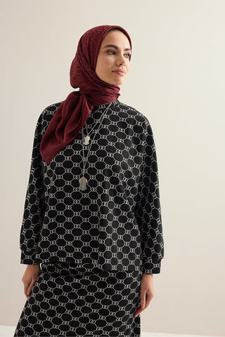 Monogram Jakar Siyah Örme Bluz