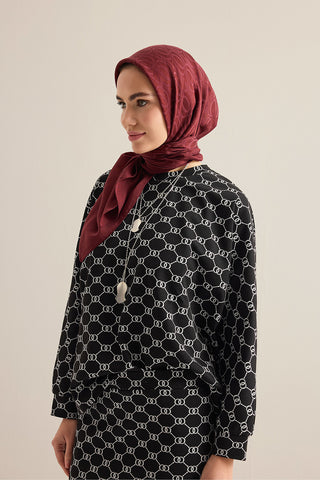 Monogram Jakar Siyah Örme Bluz