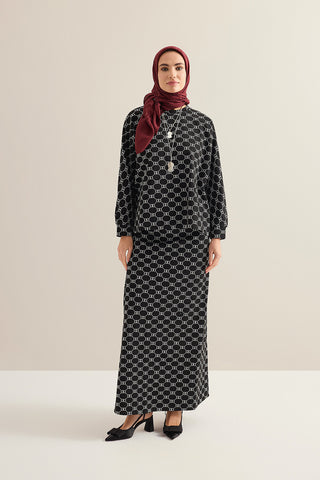Monogram Jakar Siyah Örme Etek