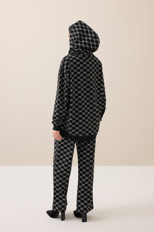 Monogram Siyah Triko Eşofman Altı