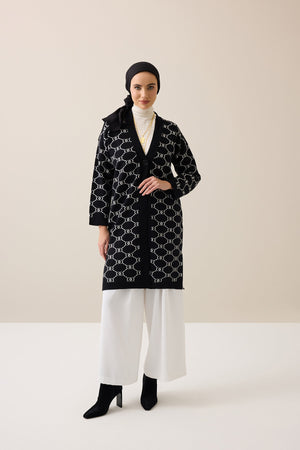 Monogram Black Knit Cardigan
