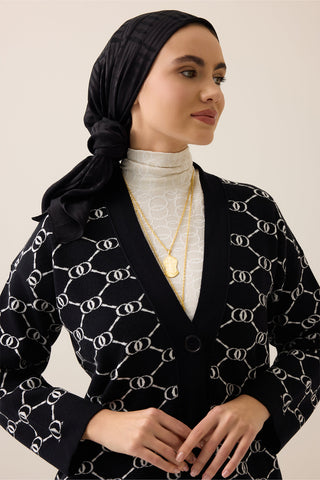 Monogram Siyah Triko Hırka