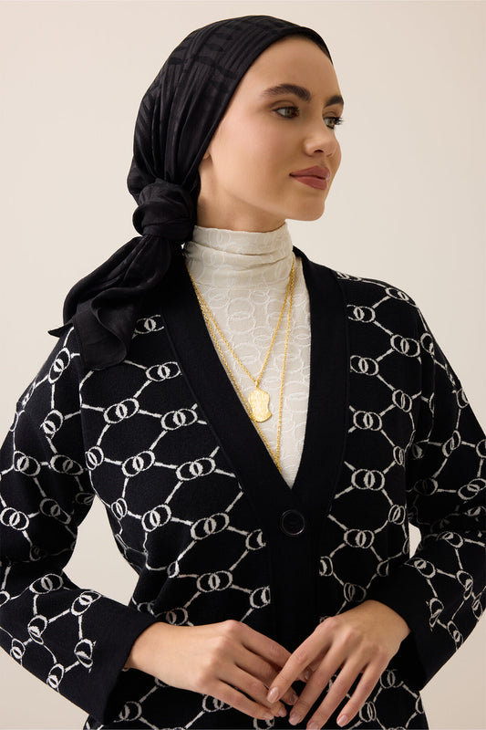 Monogram Siyah Triko Hırka
