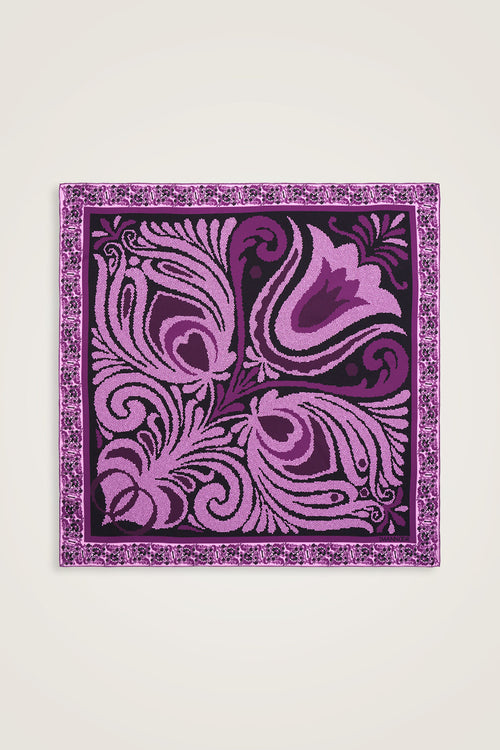 Mosaic Tulip Silk Scarf Purple