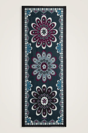 Mosaic Daisy Black Silk Voile Scarf
