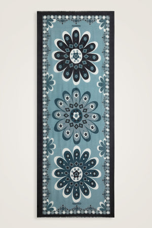 Mosaic Daisy Black-Petrol Silk Voile Scarf