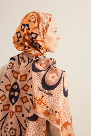 Mosaic Daisy Salmon Cotton Floss Shawl